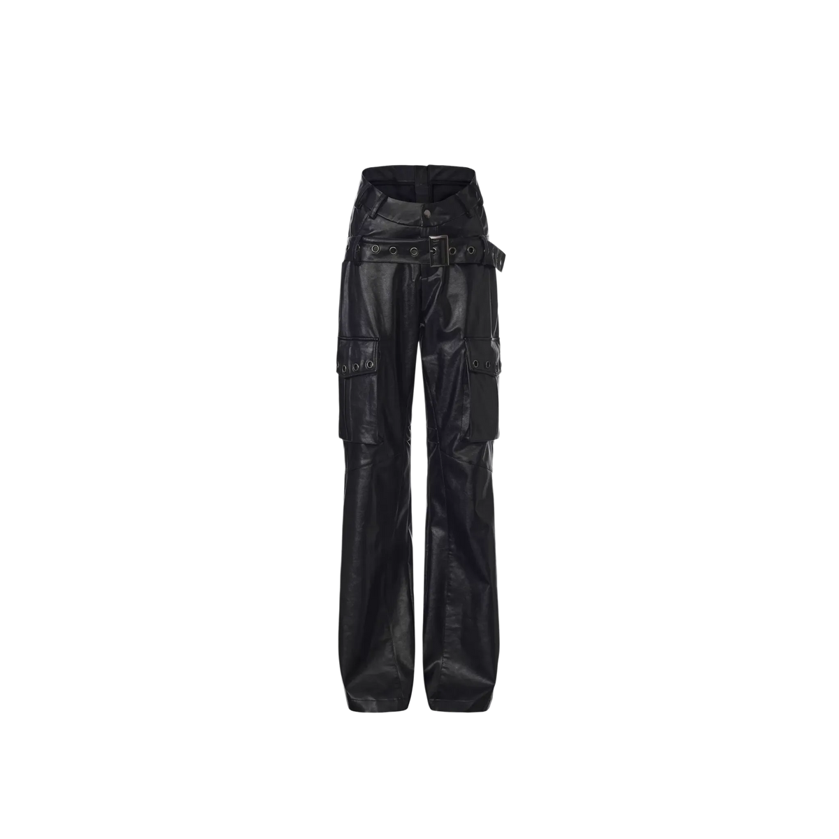 Grunge Oversized Faux Leather Cargo Pants