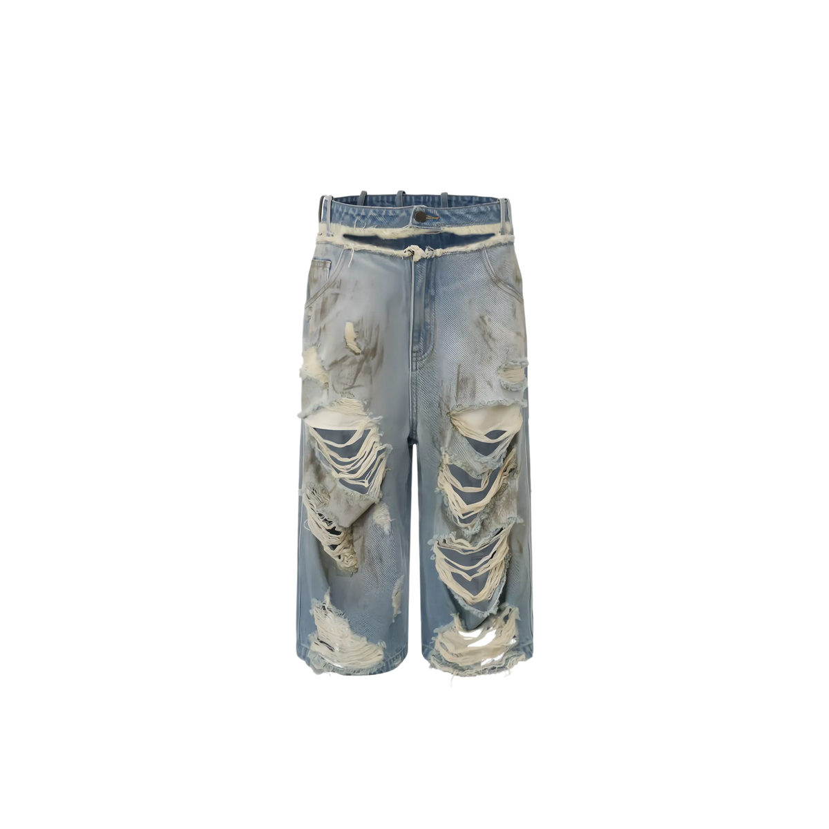 Mud-Dyed Punk Grunge Mid-Length Shorts