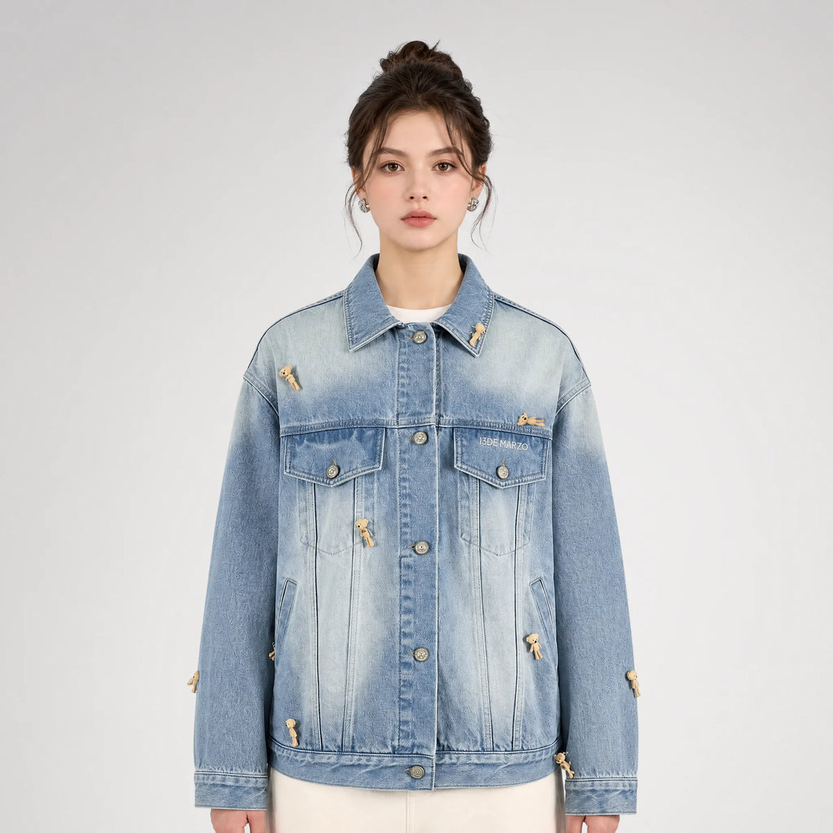 Flocked Bear Denim Jacket